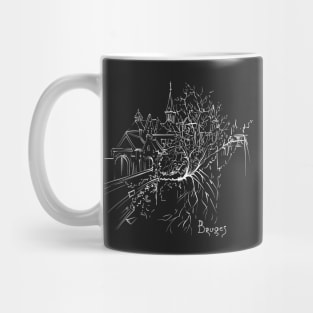 White on black Bruges canal Mug